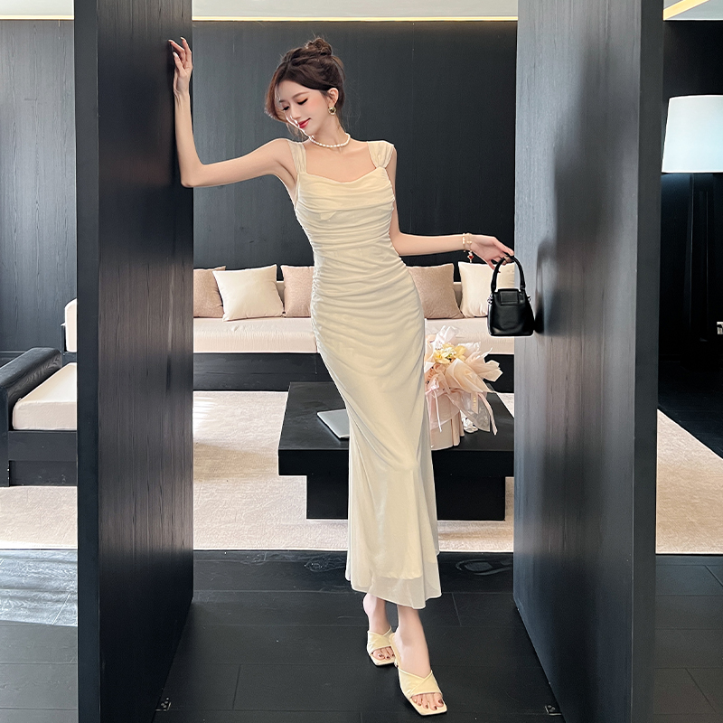 Mermaid gauze long dress spring and summer elegant dress