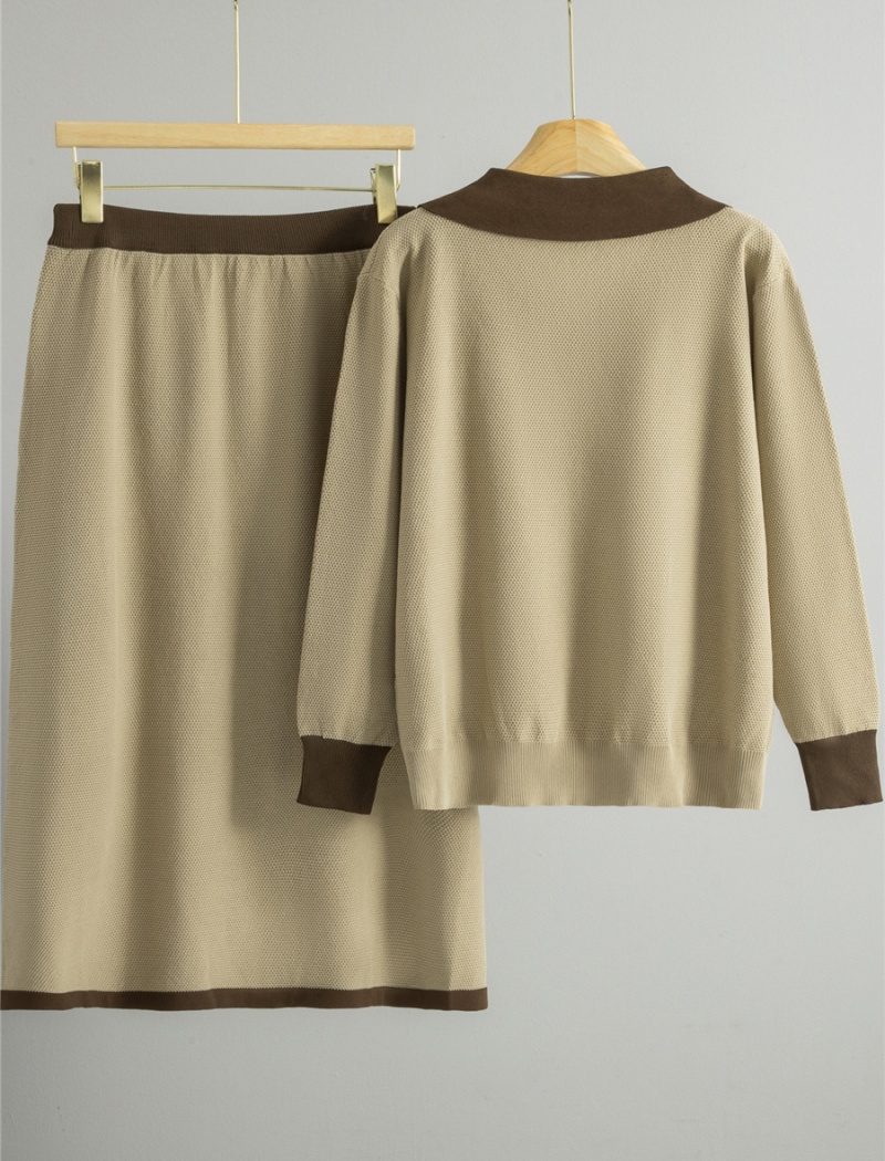 Spring and autumn Casual sweater knitted skirt 2pcs set