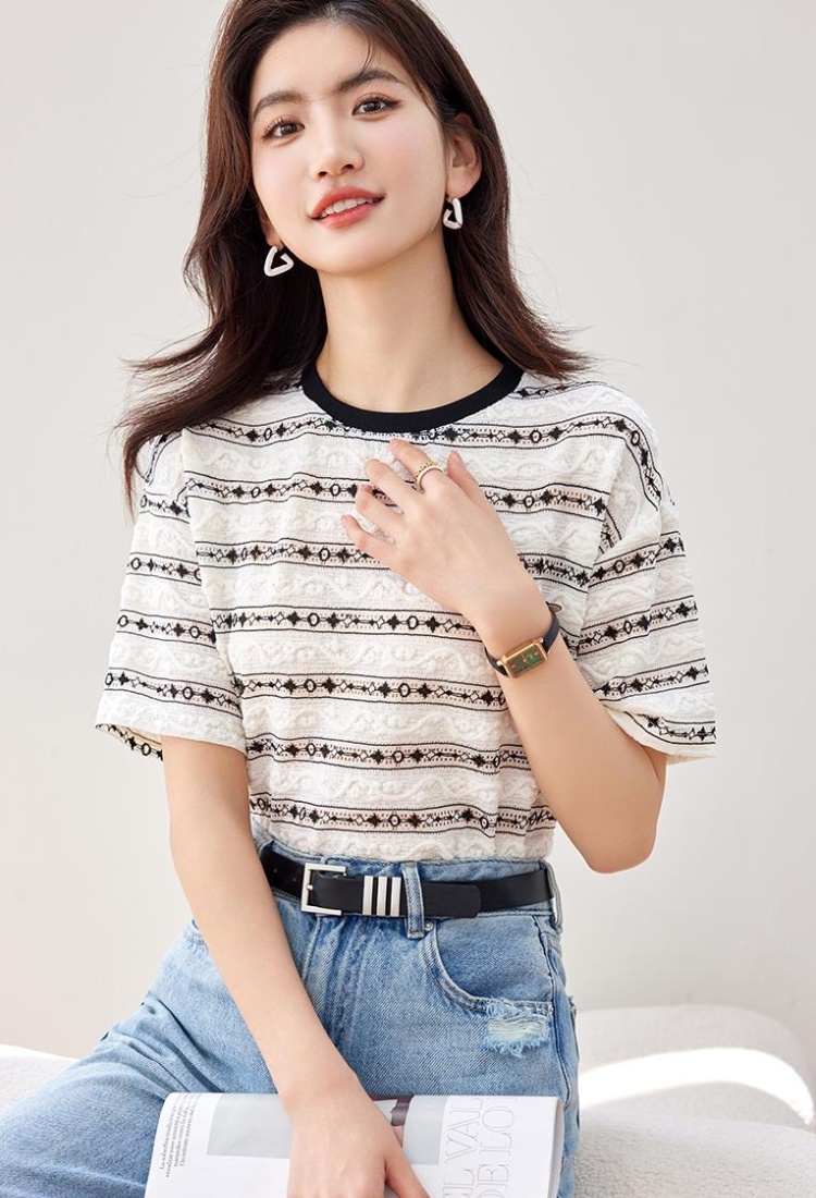 Short sleeve tops round neck T-shirt for women