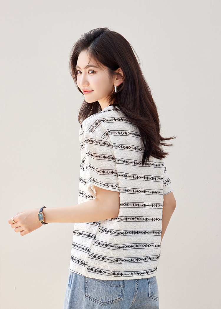 Short sleeve tops round neck T-shirt for women