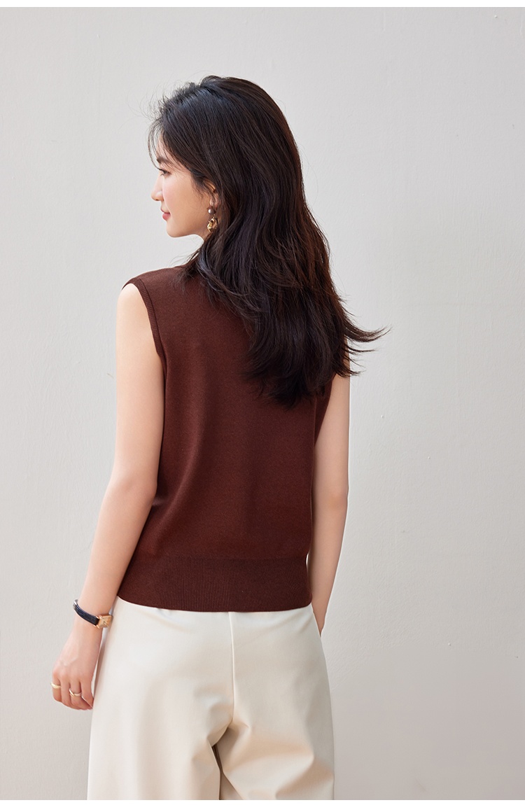 Mixed colors lapel sweater summer tops for women