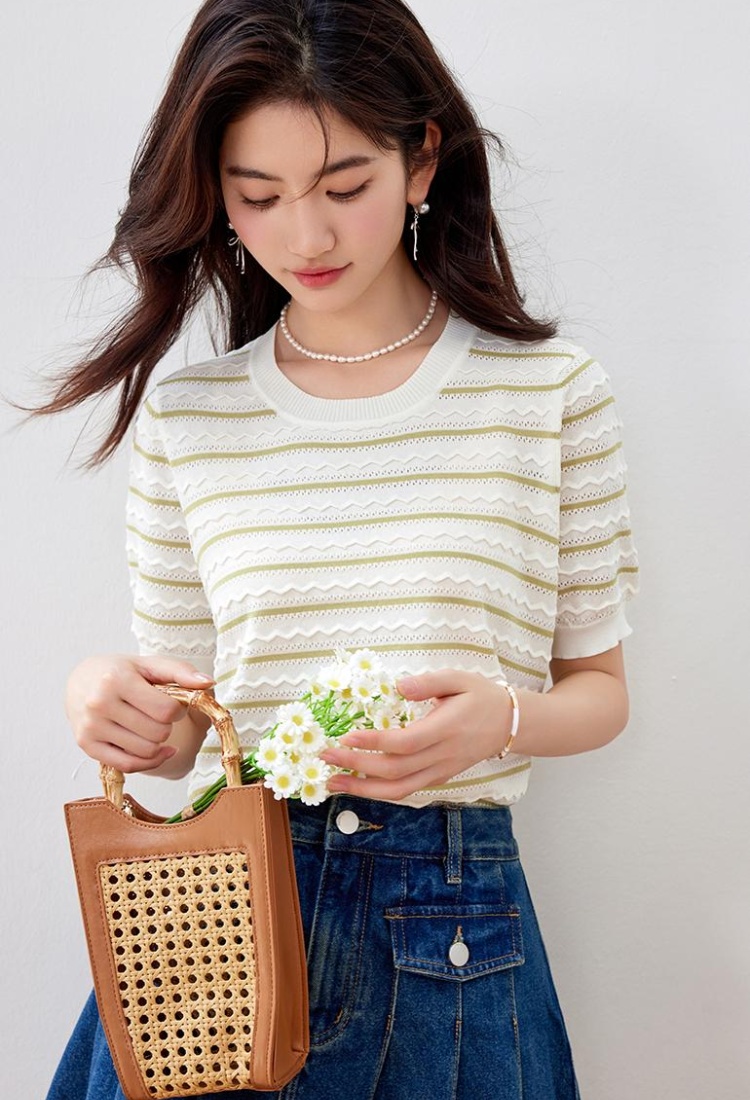 Hollow wave patterns fashion simple summer tops for women