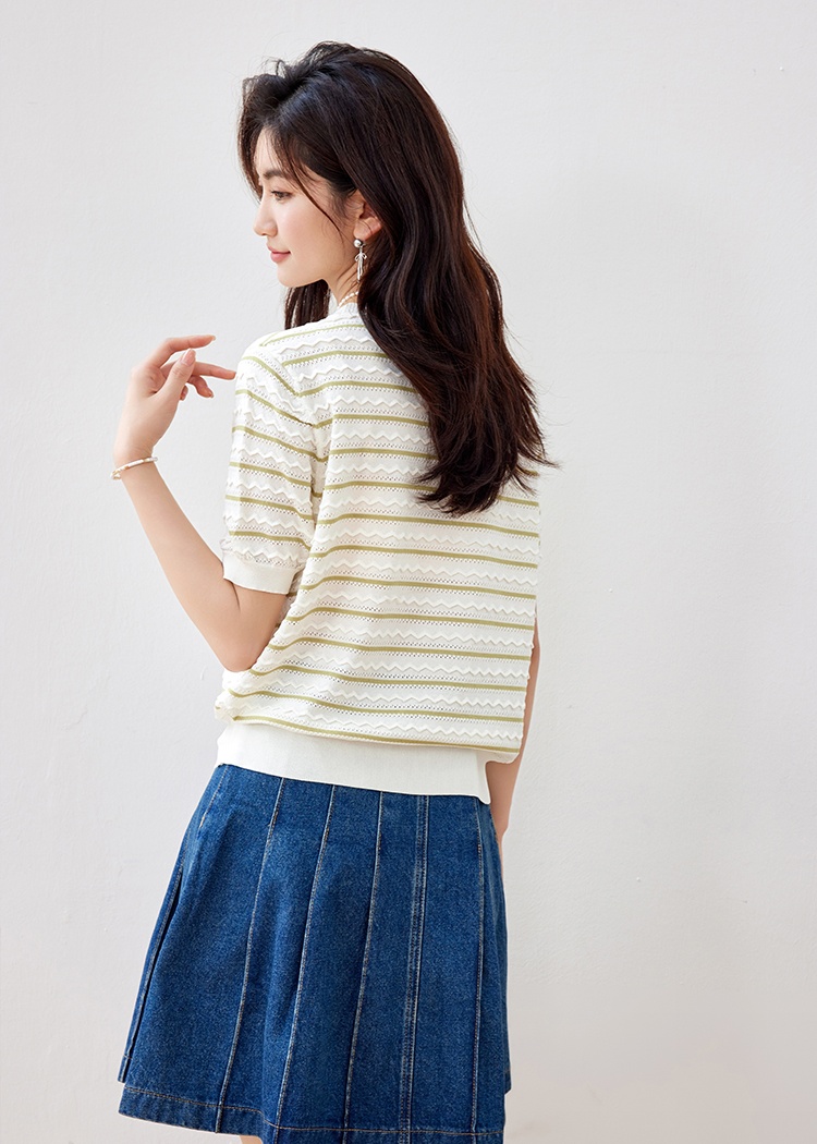 Hollow wave patterns fashion simple summer tops for women