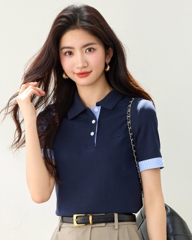 Mixed colors summer shirts cotton splice shirt for women