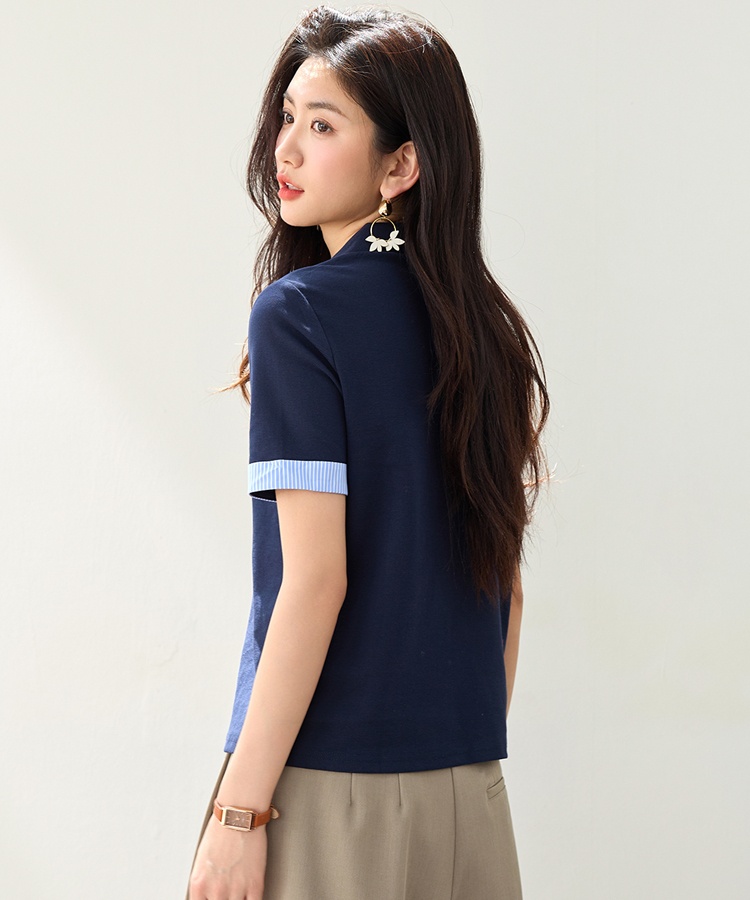 Mixed colors summer shirts cotton splice shirt for women