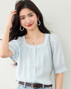 Thin chiffon shirt France style tops for women