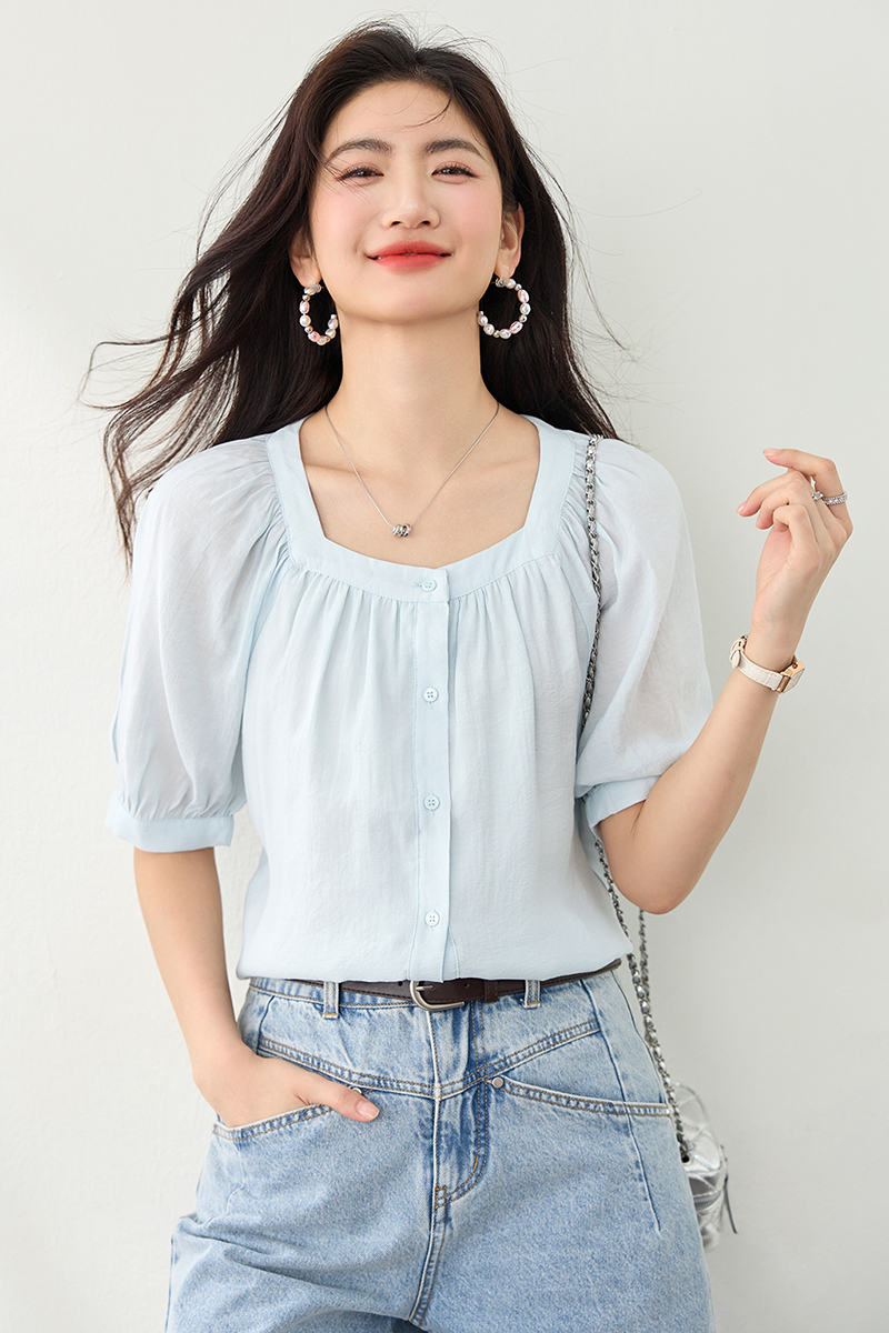Thin chiffon shirt France style tops for women
