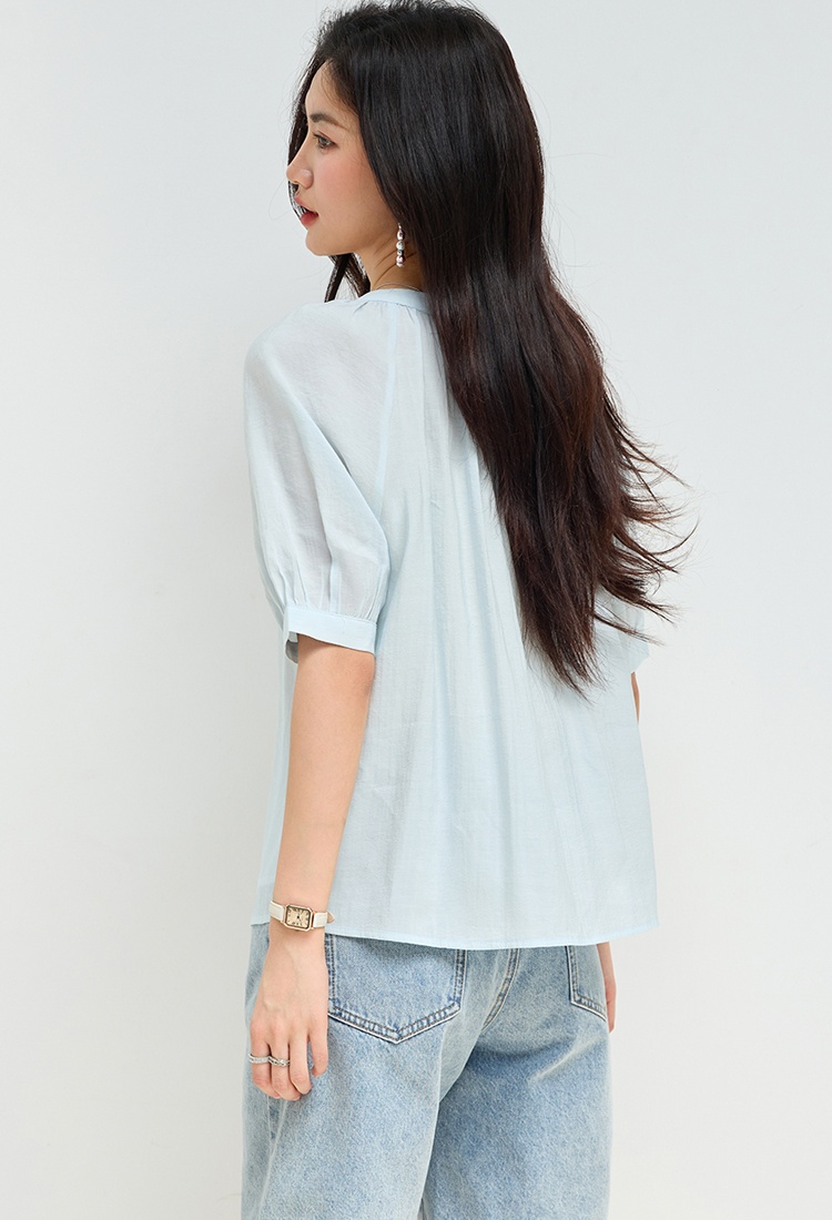 Thin chiffon shirt France style tops for women
