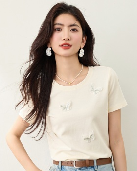 Commuting summer T-shirt embroidery short sleeve tops