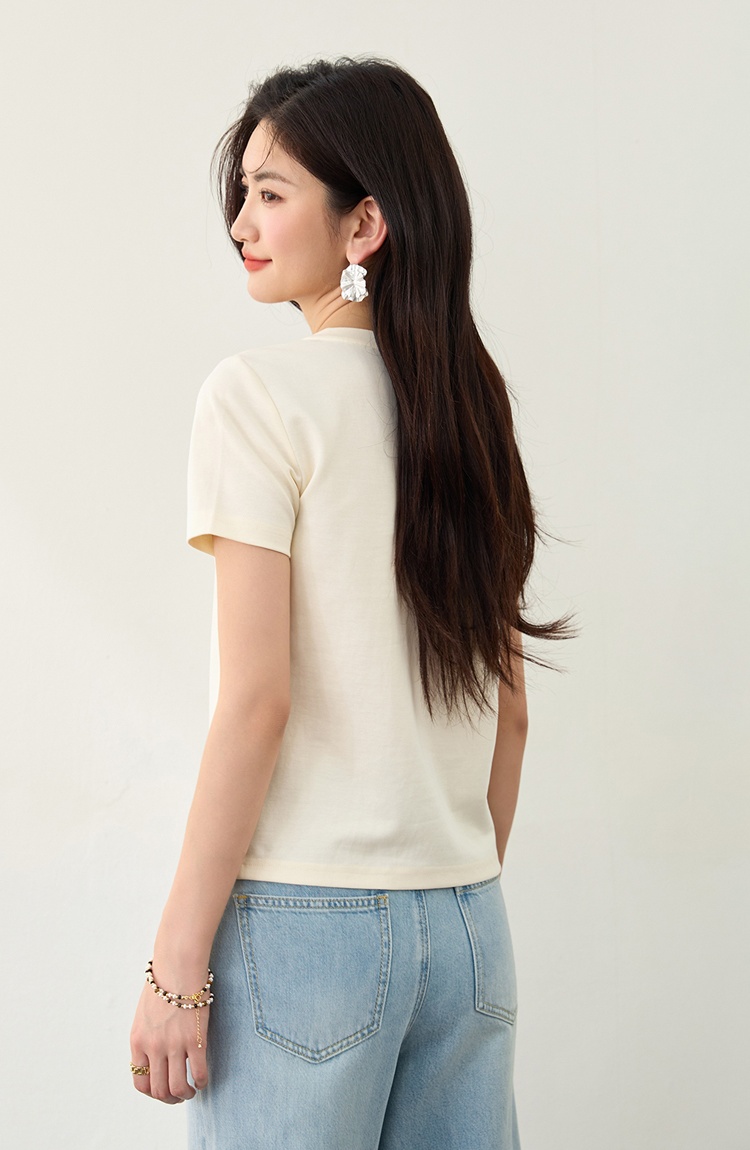 Commuting summer T-shirt embroidery short sleeve tops