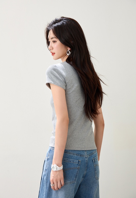 Loose puppy round neck mixed colors summer printing Casual tops