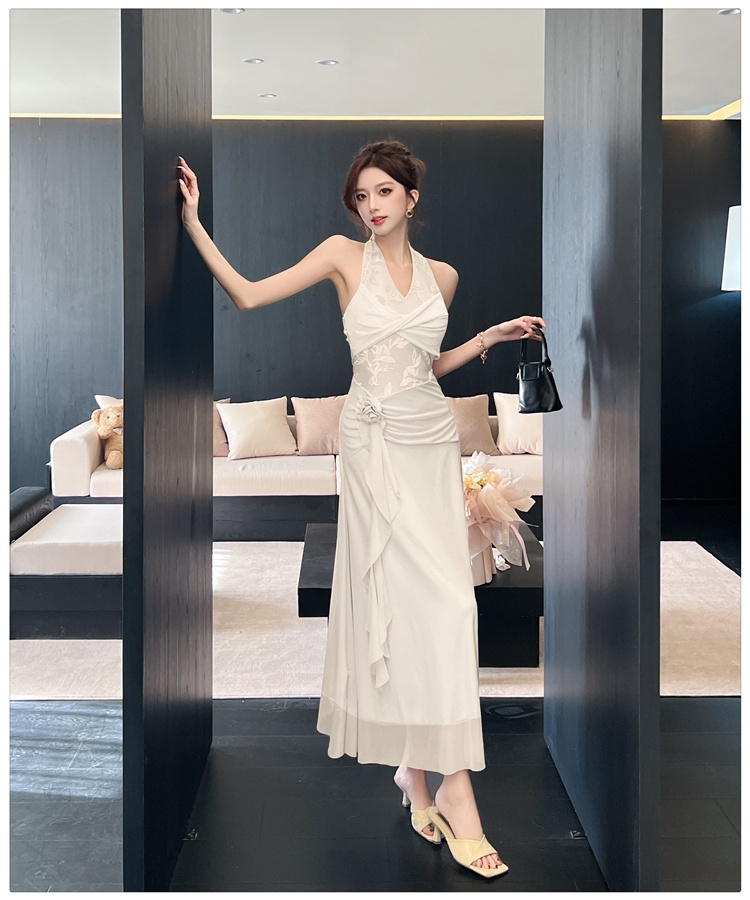 Flowers purple long dress spring and summer dress