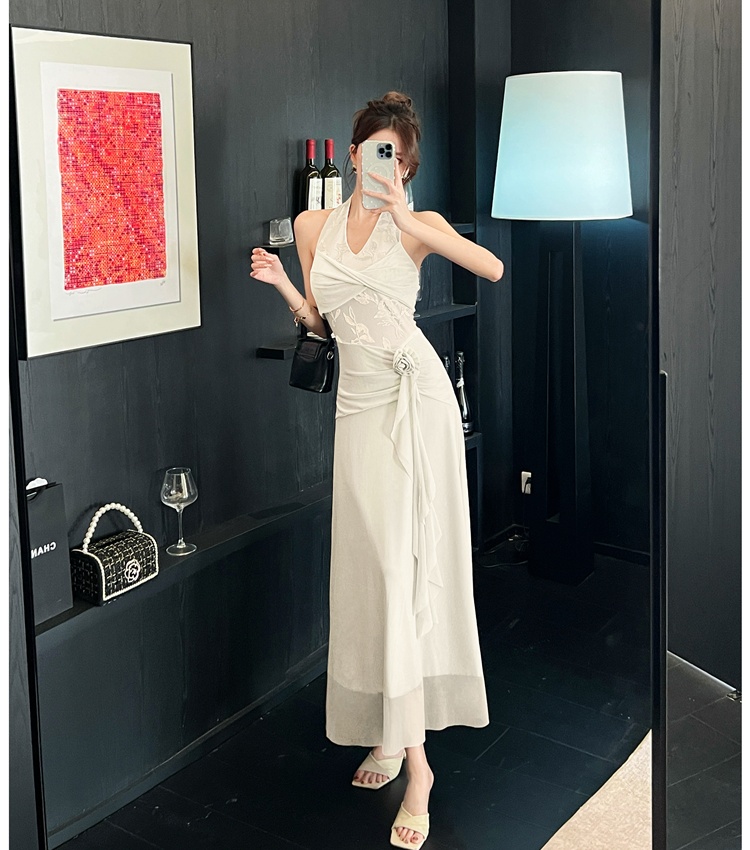 Flowers purple long dress spring and summer dress