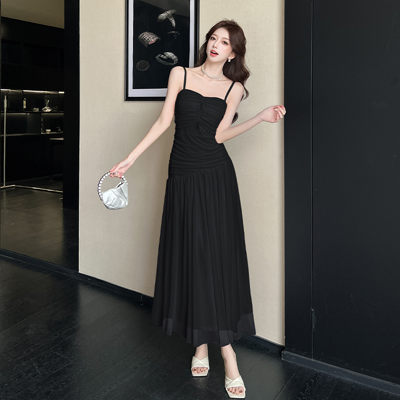 Pinched waist long dress formal dress for women