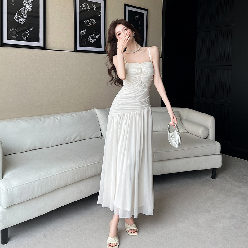 Pinched waist long dress formal dress for women