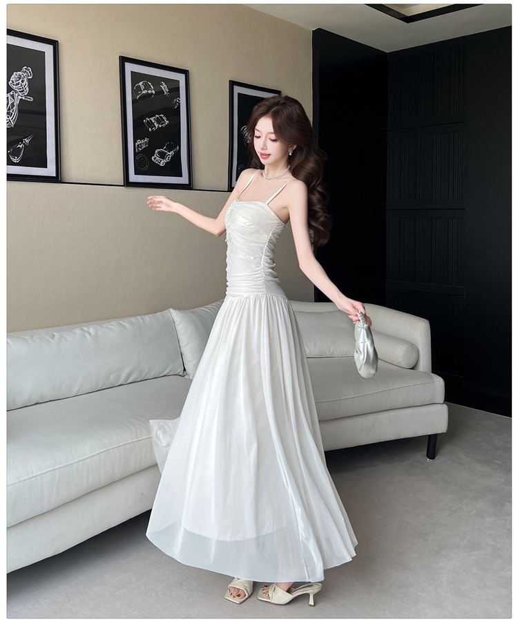 Pinched waist long dress formal dress for women