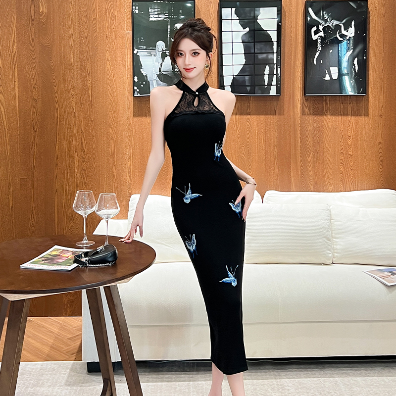 Sleeveless Chinese style cheongsam slim spring dress