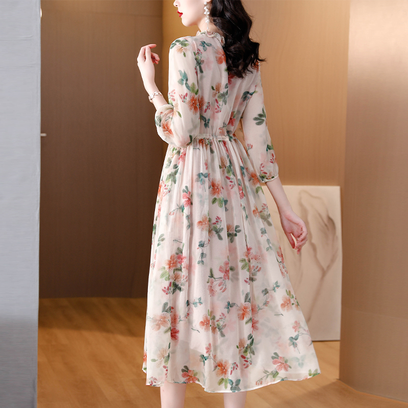 Summer temperament dress floral slim long dress