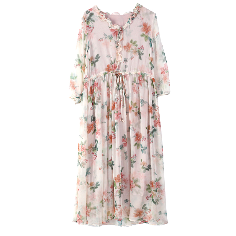 Summer temperament dress floral slim long dress