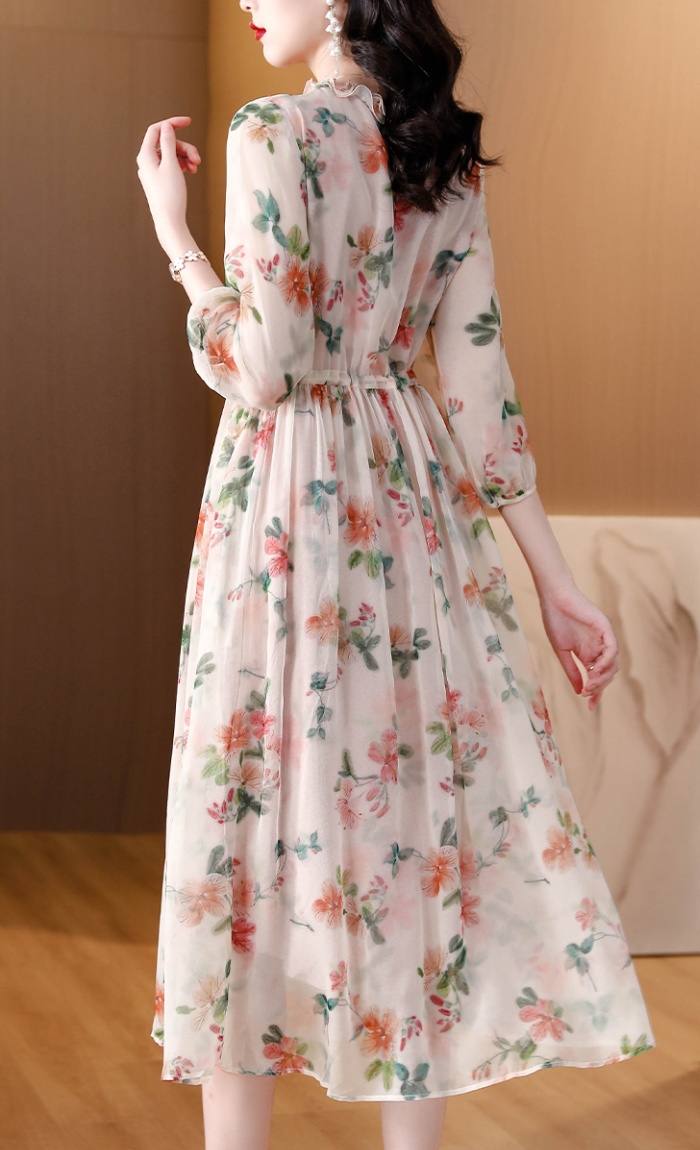 Summer temperament dress floral slim long dress