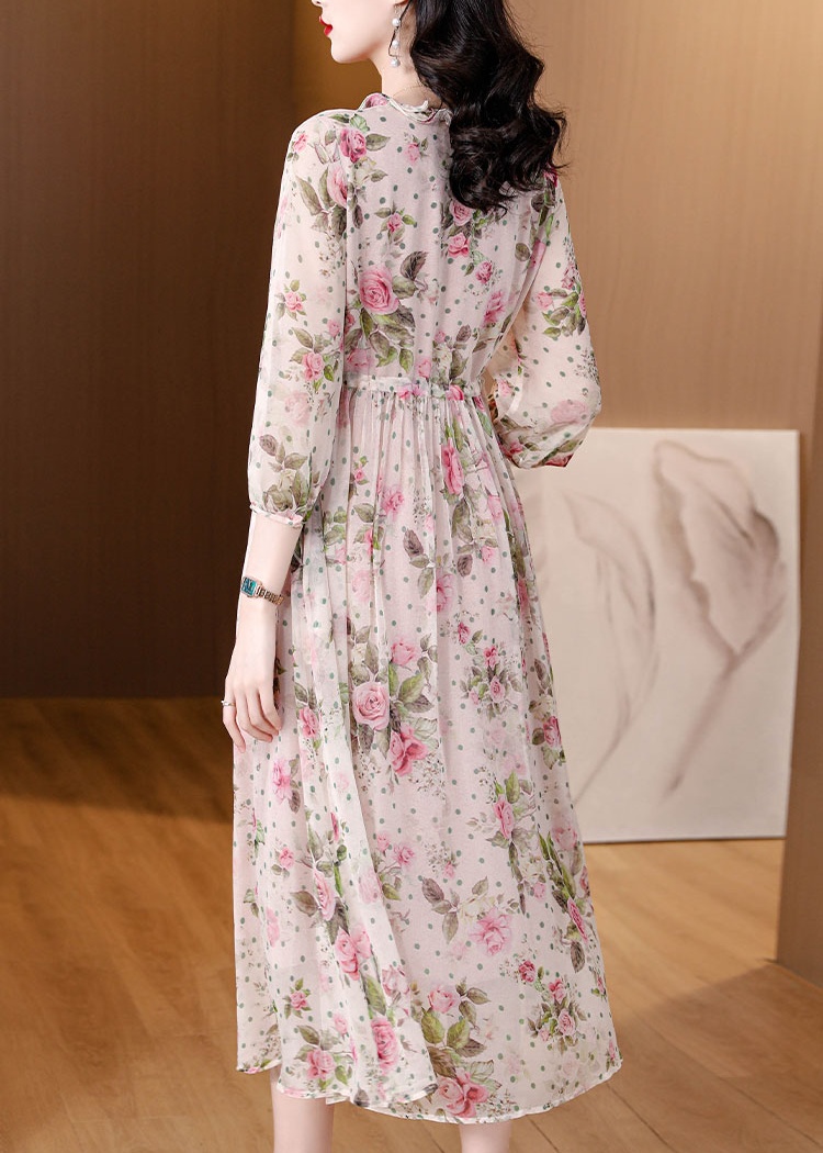 Luxurious lady big flower spring and summer tender dress