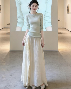 Flat shoulder tops slim T-shirt a set for women