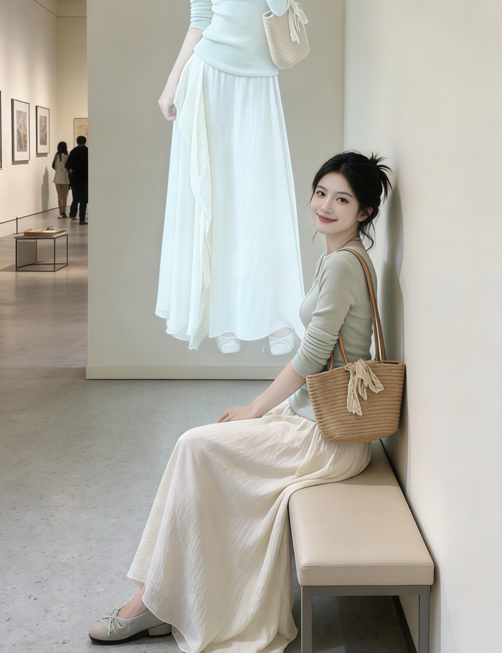 Flat shoulder tops slim T-shirt a set for women