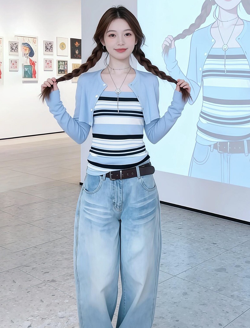 Sling waistcoat Korean style smock 2pcs set for women