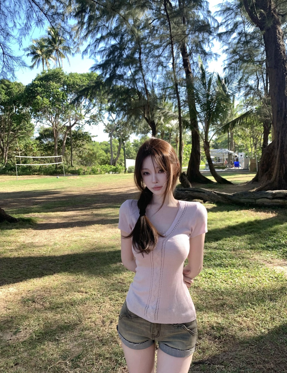 Enticement short sleeve hollow colors knitted slim T-shirt