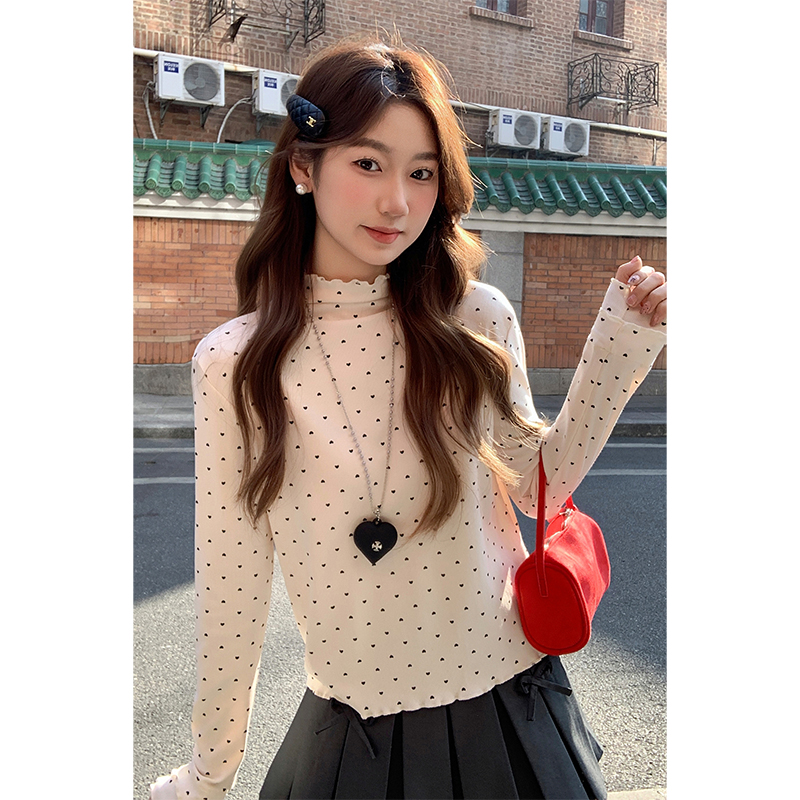 Bottoming slim tops wood ear T-shirt for women