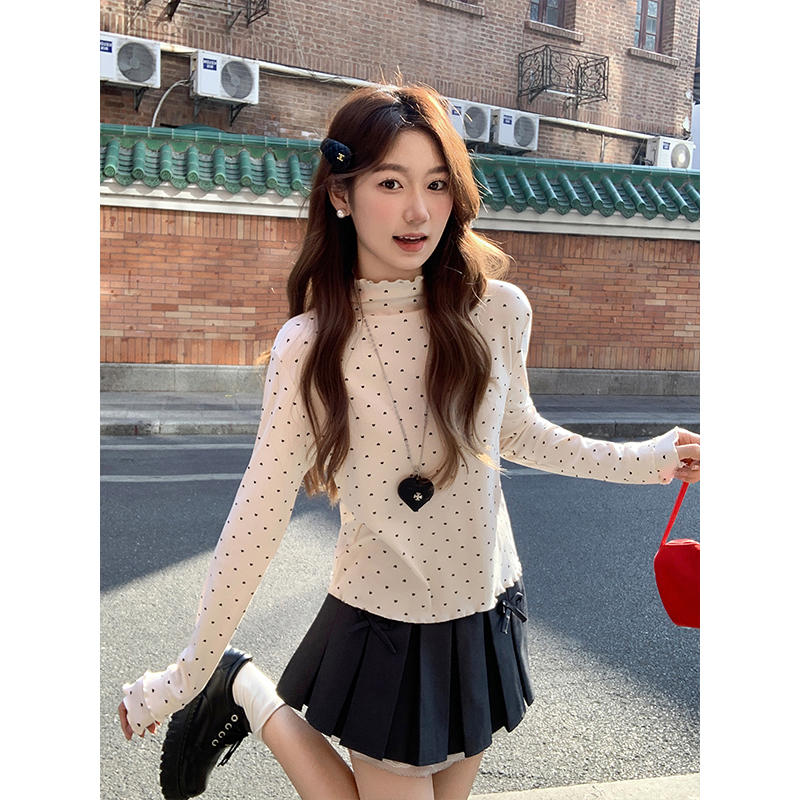 Bottoming slim tops wood ear T-shirt for women