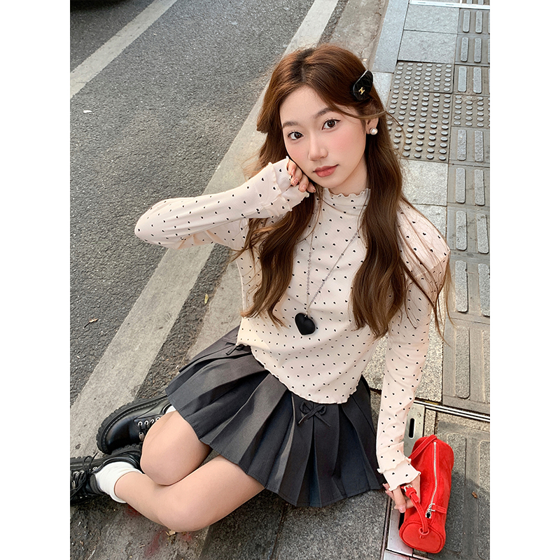 Bottoming slim tops wood ear T-shirt for women