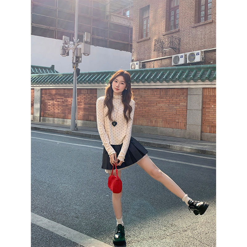 Bottoming slim tops wood ear T-shirt for women