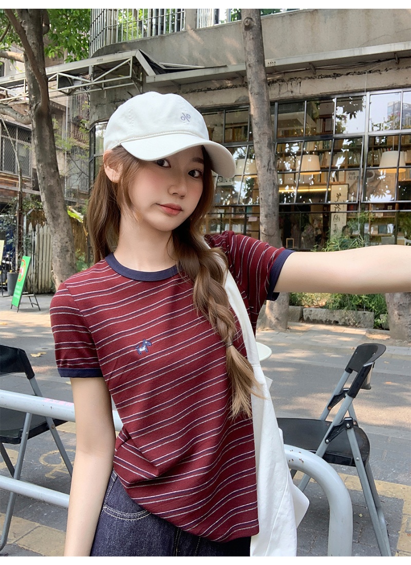 All-match retro T-shirt loose tops for women