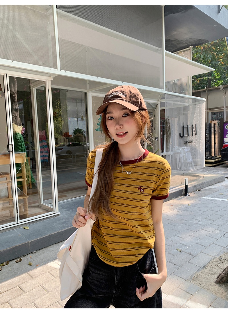 All-match retro T-shirt loose tops for women