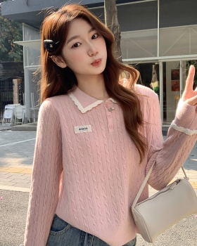 Twist spring sweater lace bottoming tops for women