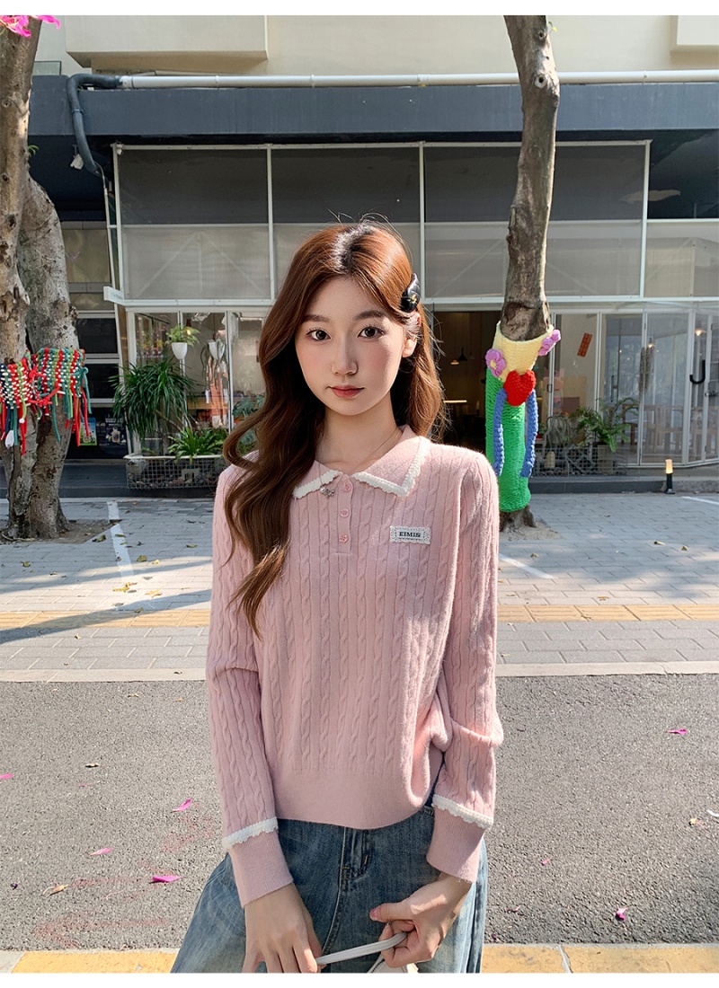 Twist spring sweater lace bottoming tops for women