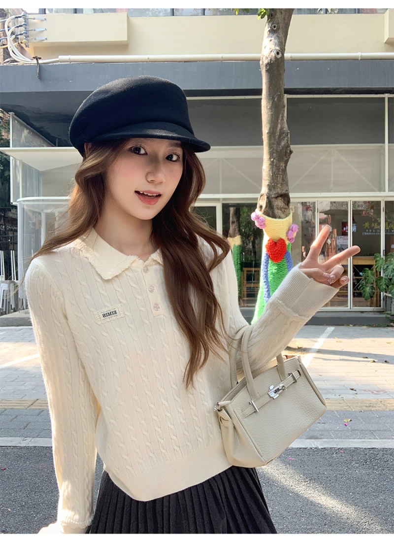 Twist spring sweater lace bottoming tops for women