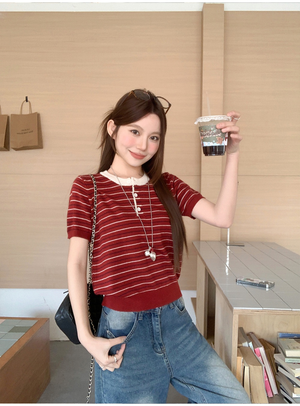 Spring and summer sweater Korean style tops for women