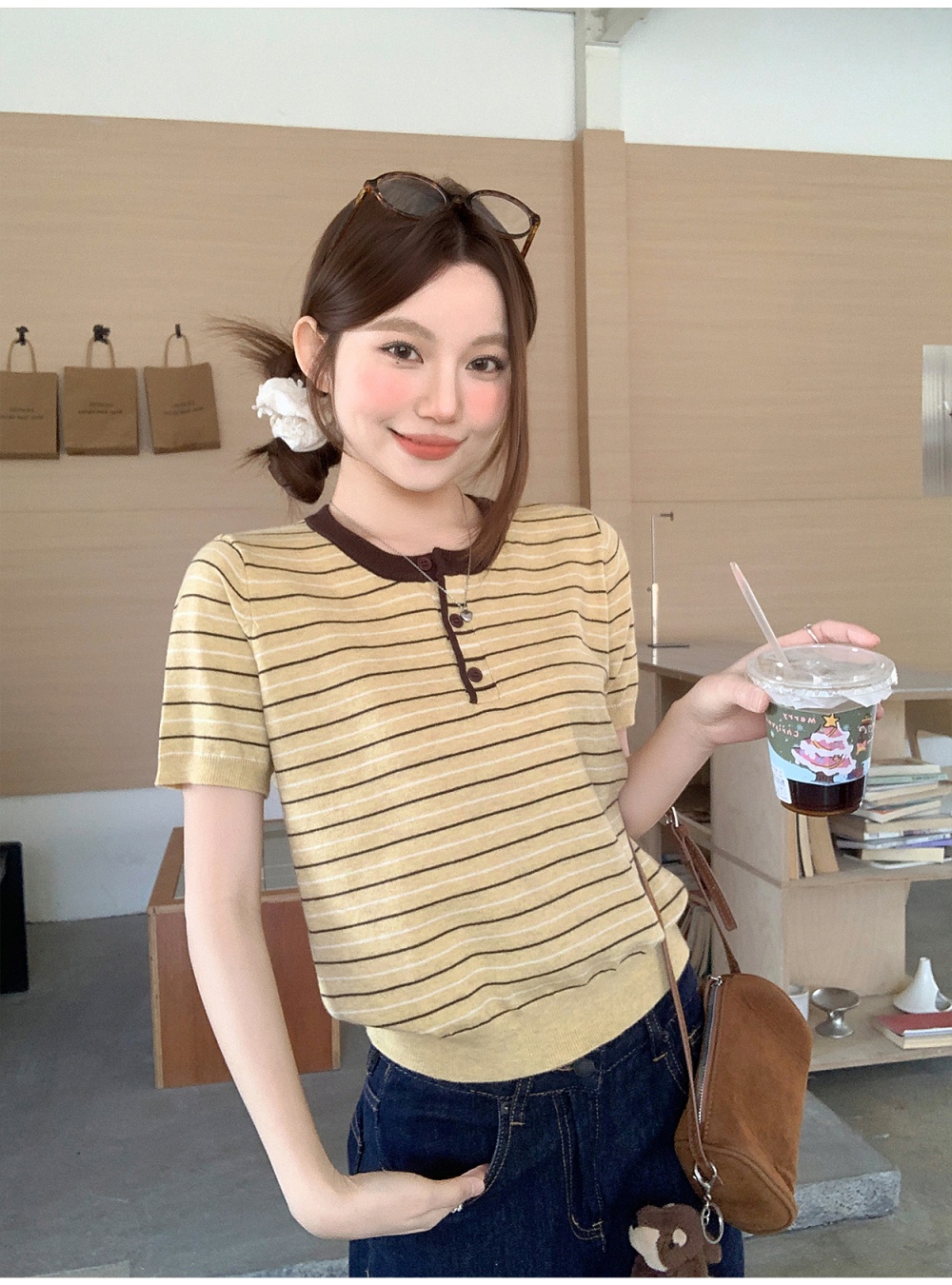 Spring and summer sweater Korean style tops for women