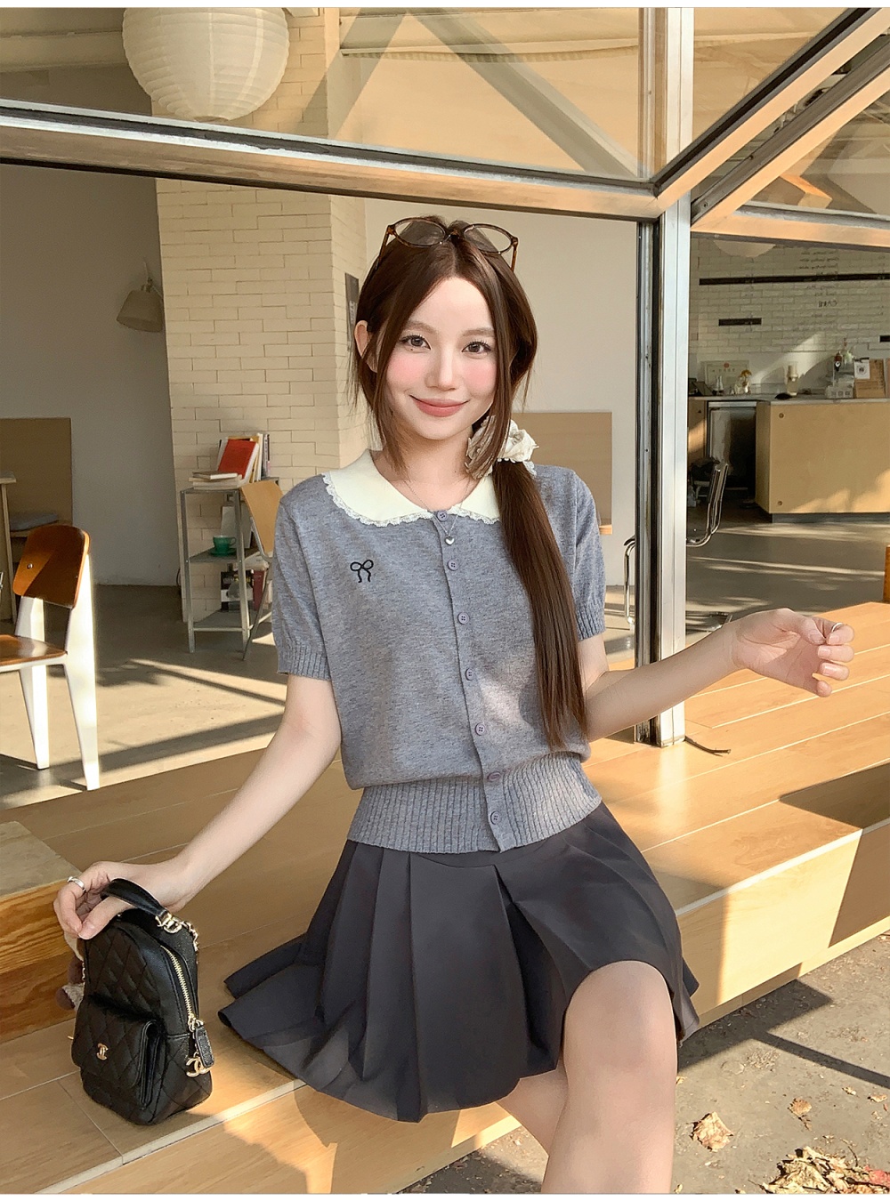 Doll collar tops Western style sweater for women