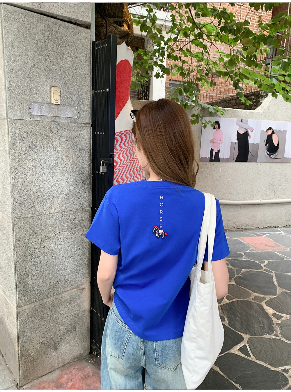 Loose summer tops cartoon embroidery T-shirt for women