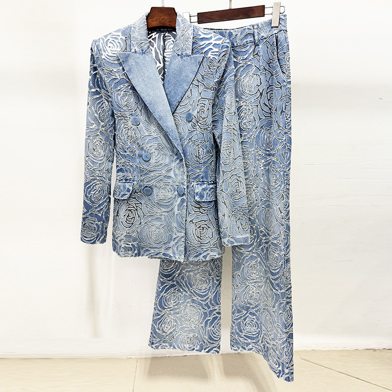 European style fashion long pants laser jacket a set