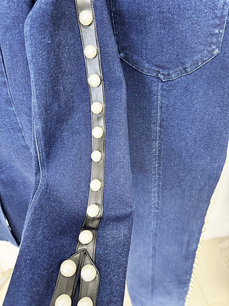 Washed beading long pants fashion jacket 2pcs set