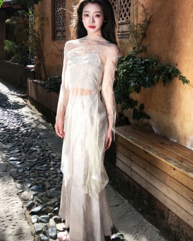 Elegant sling skirt silk linen mermaid smock a set