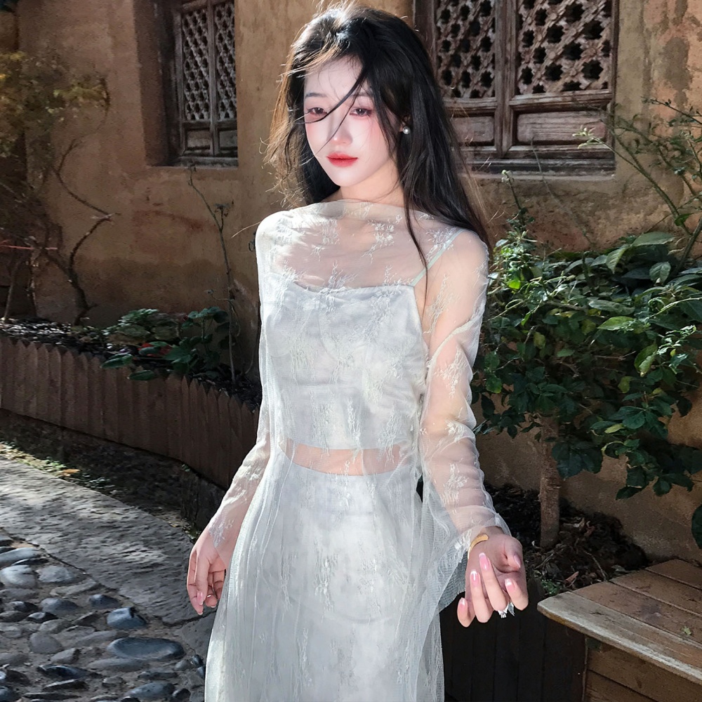 Elegant sling skirt silk linen mermaid smock a set