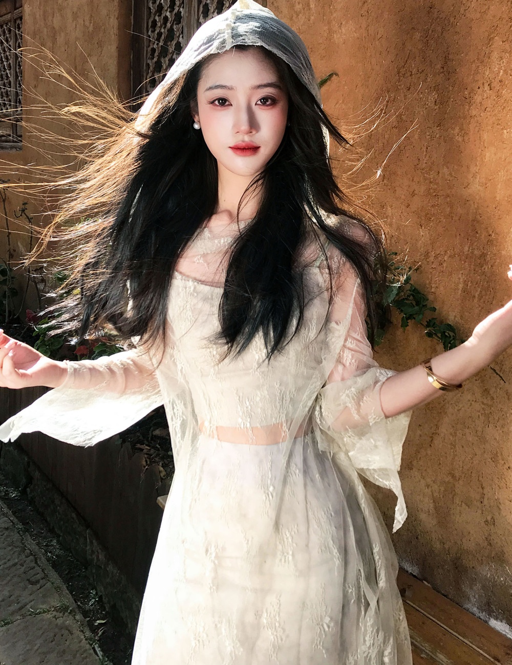 Elegant sling skirt silk linen mermaid smock a set