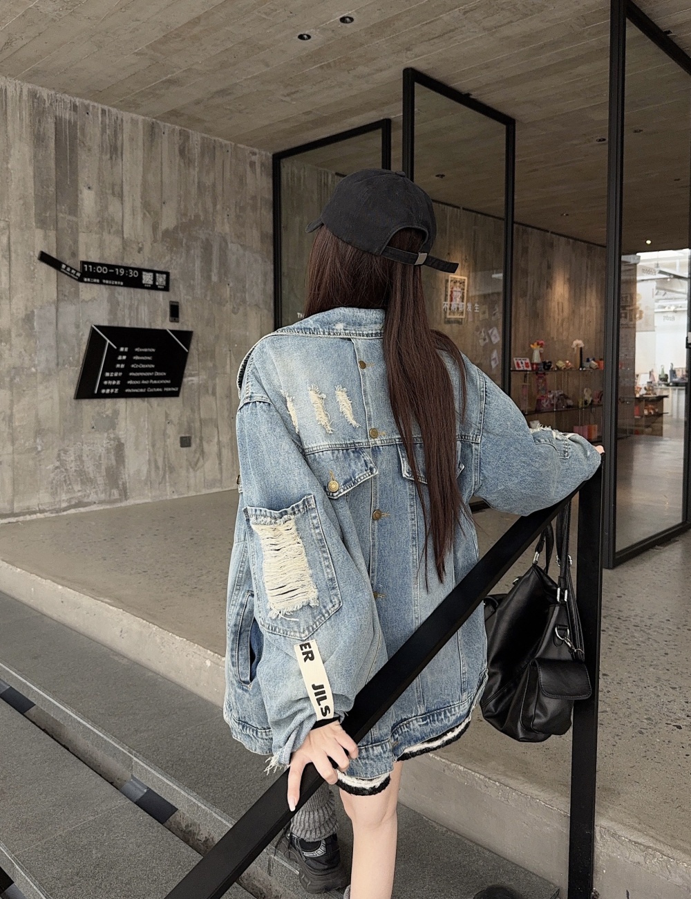 All-match loose tops denim retro coat for women