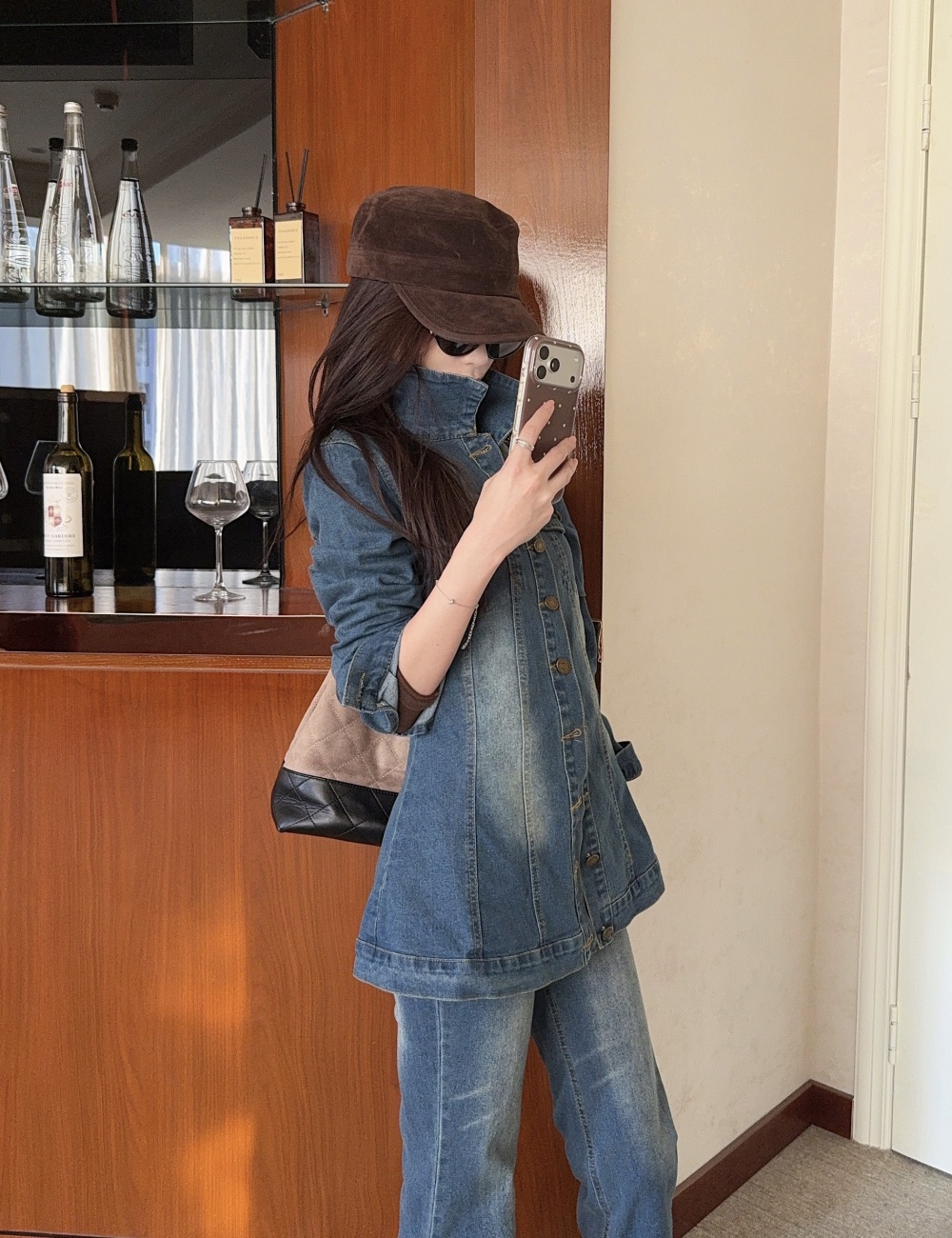 Denim coat spring pants 2pcs set