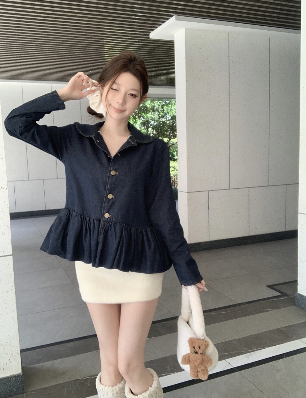 Temperament small fellow doll shirt all-match coat